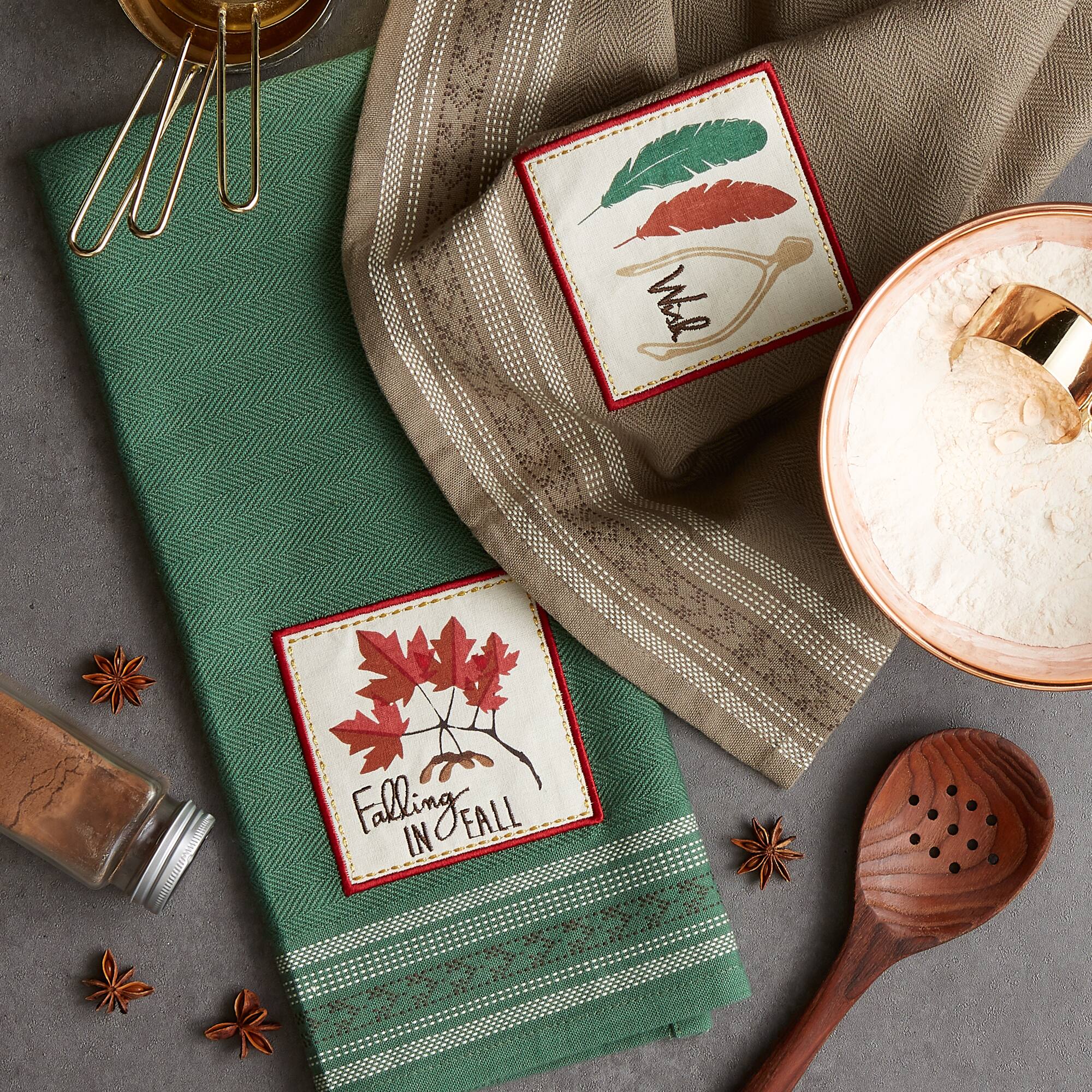 DII® Falling In Fall Embroidered Dishtowel Set